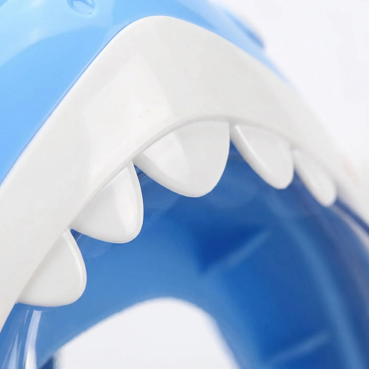 Blue shark full face snorkel mask for kids, great for summer swimming, snorkeling, and beach water fun.