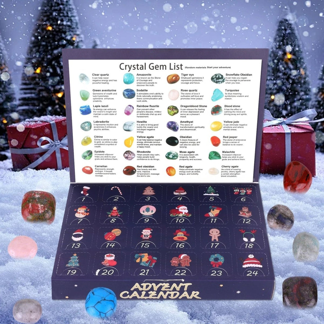 Exciting kids' toy advent calendar revealing unique gemstones daily, an ideal holiday activity.