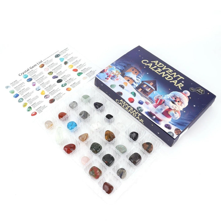 Front view of the Kids' Gemstone Excavation Advent Calendar box, ready for discovery.