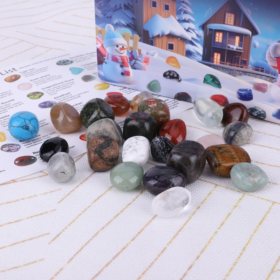 Vibrant Kids' Advent Calendar filled with 24 precious gemstones for a festive educational activity.