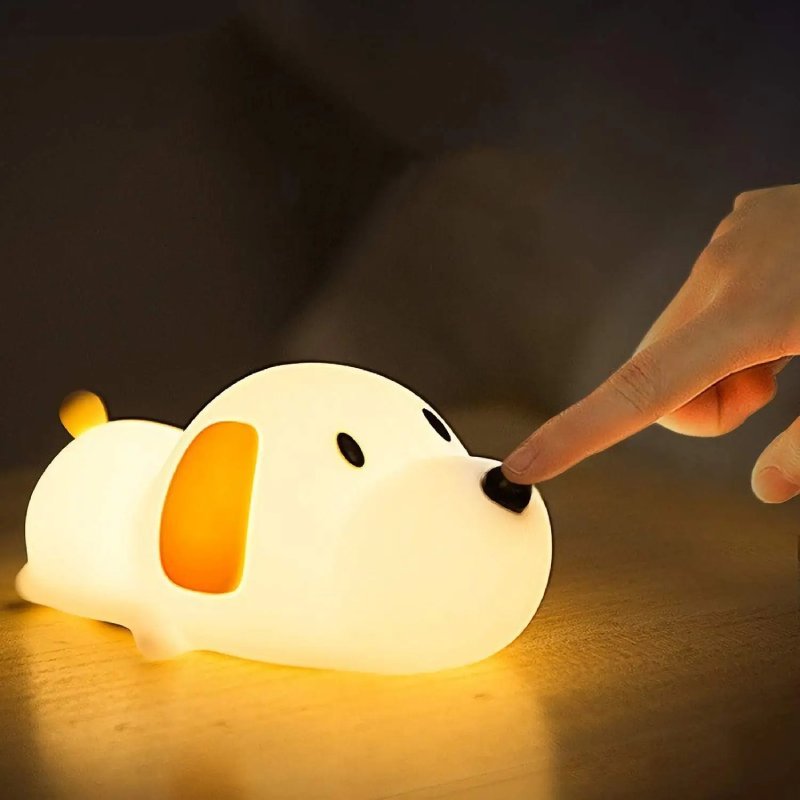 Gentle, rechargeable silicone night light for kids, dimmable & portable, perfect for nursery or toddler's room.