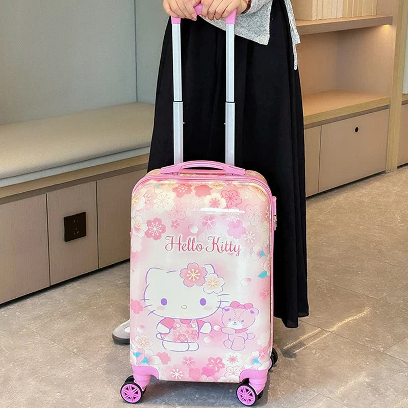 Ideal travel gift: Hello Kitty & Kuromi children's hardshell luggage & organizer bag combo.
