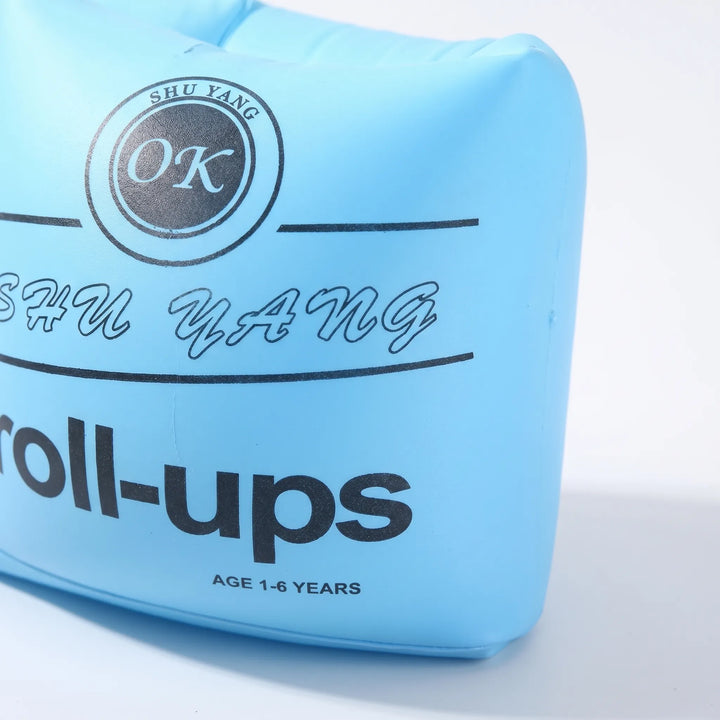 Fun inflatable swim armbands for kids, ensuring water safety during summer pool time & beach play.