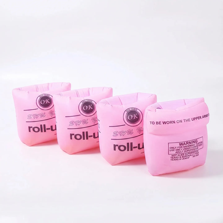 Lightweight inflatable armbands, ideal swimming aids for children's water fun and safety at the beach or pool.