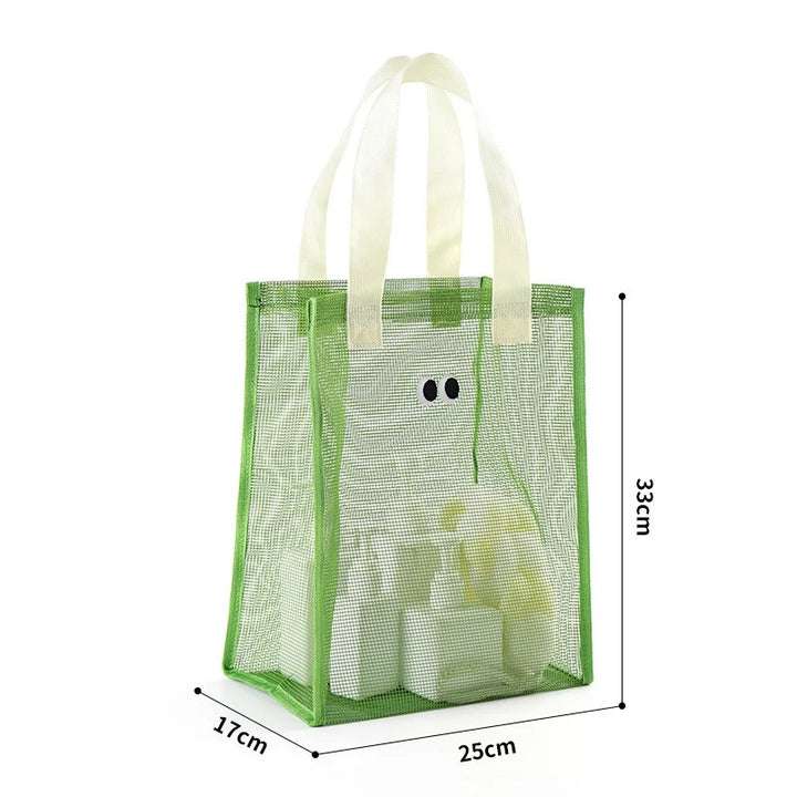 Compact kids' mesh tote bag with handles, perfect for beach, pool, or toy storage