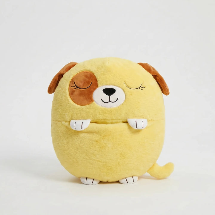 Soft animal character sleeping bag & pillow, designed for kids' comfort during naps & sleepovers.