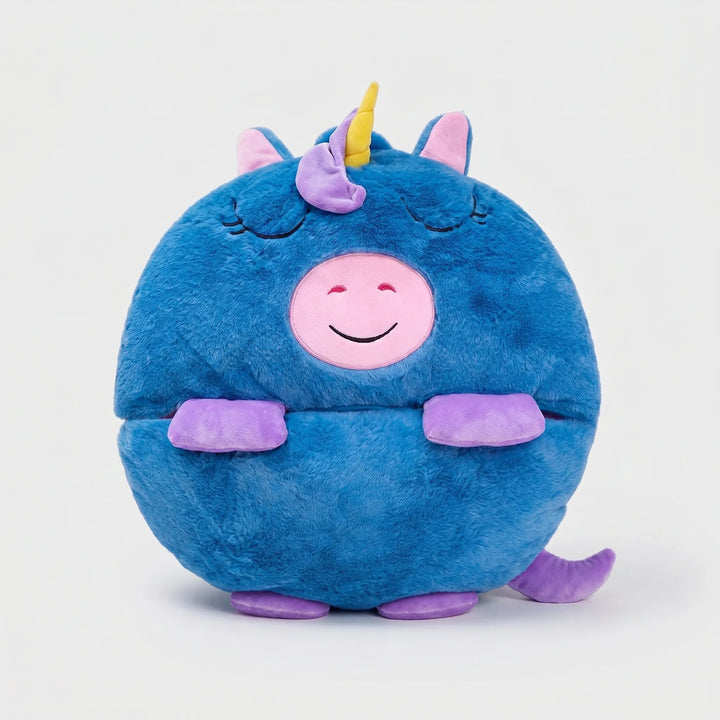Playful bear character plush sleeping bag & pillow. A soft kids' animal sleep sack & cozy children's bedding.