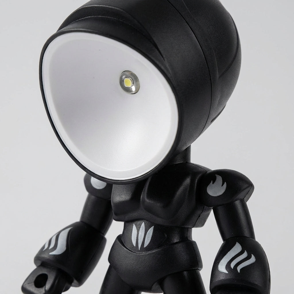 Cute robot bedside lamp, offering soft LED light for kids' reading and a comforting night light.