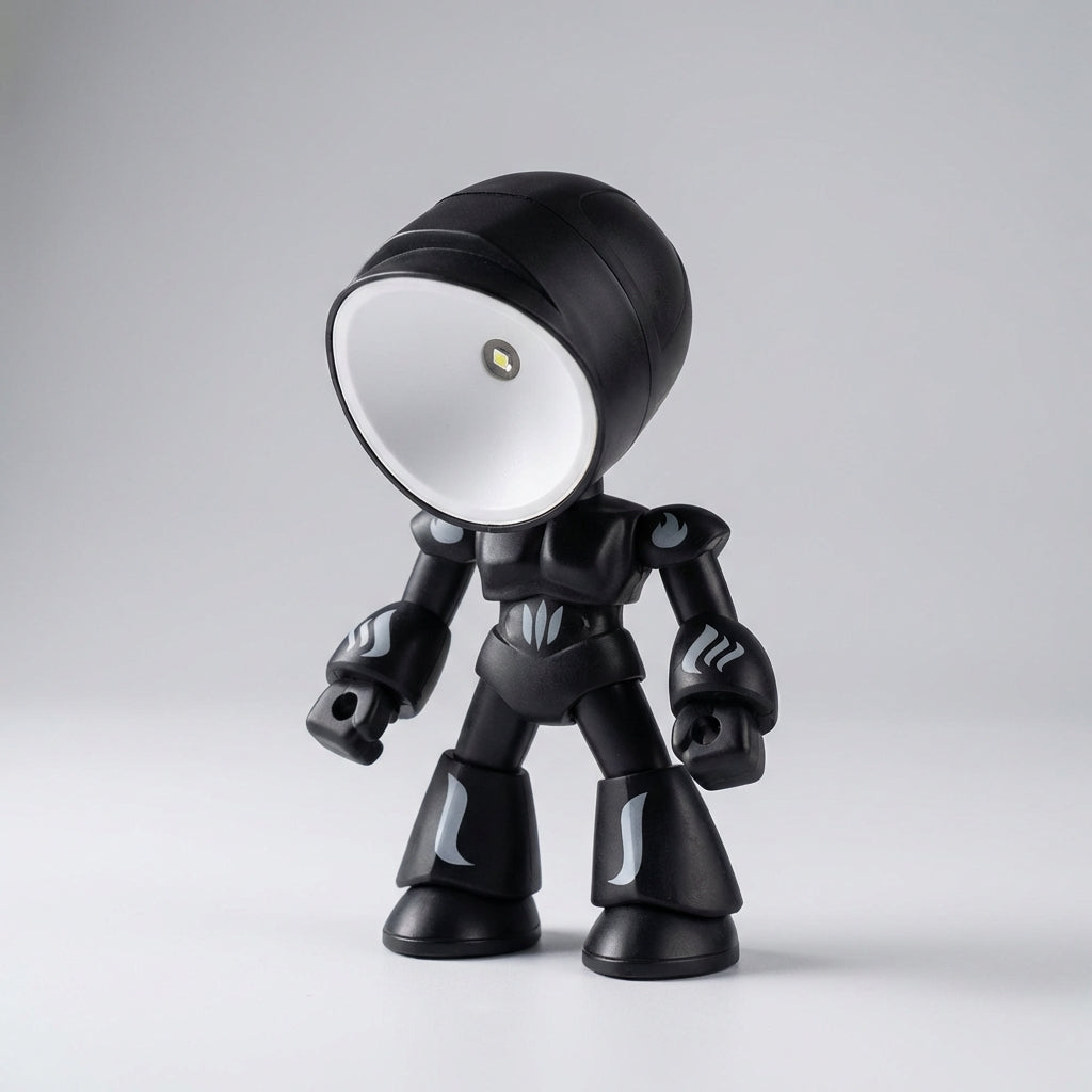 Playful robot night light, an ideal kids' bedside lamp and colorful nursery decor item.