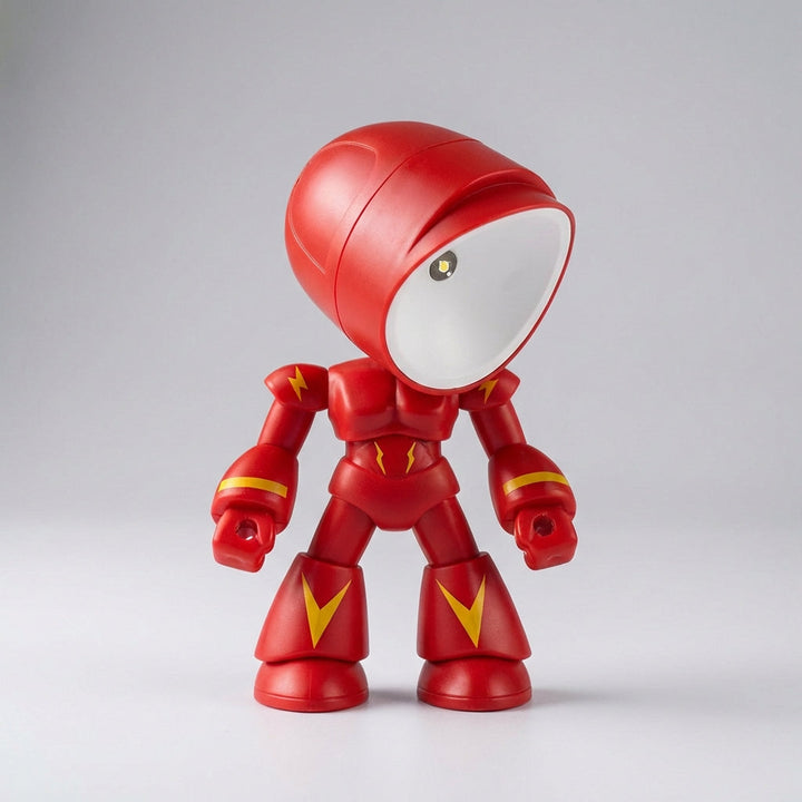 Luminobot kids' robot night light, a compact LED bedside lamp perfect for children's reading.