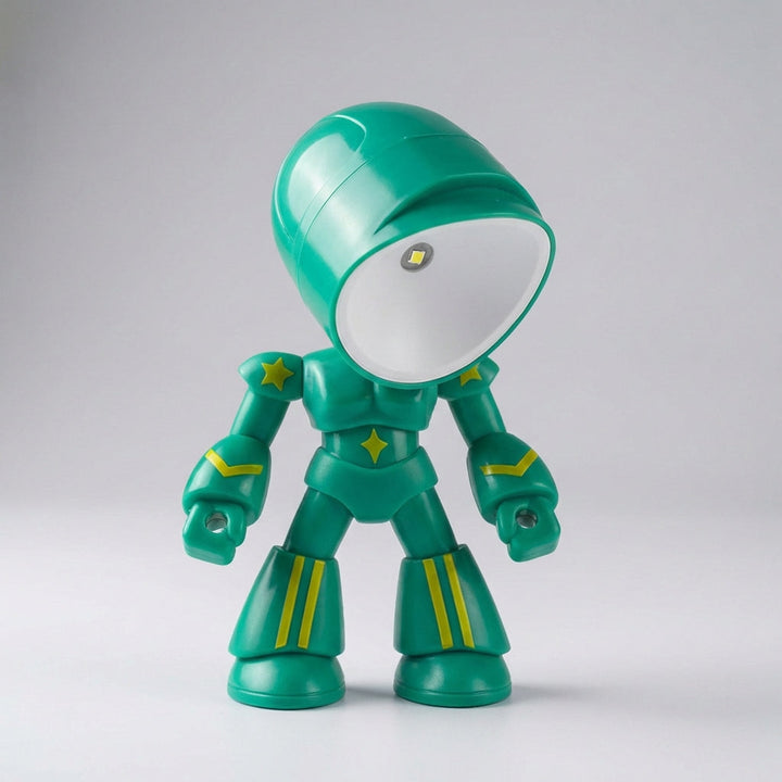 Colorful robot kids' bedside lamp, a versatile LED night light and reading lamp for child decor.