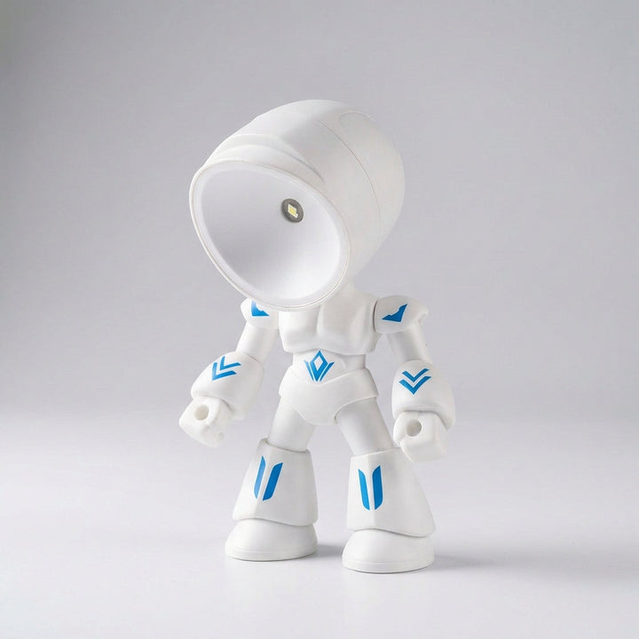Friendly robot bedside lamp, an engaging nursery decor piece and functional LED night light for kids.