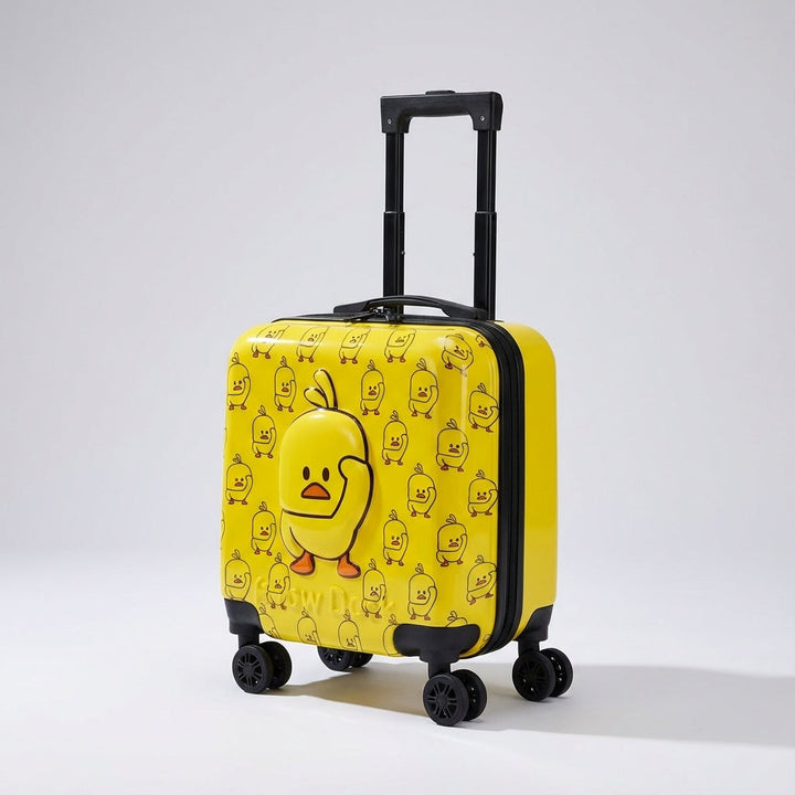Pink kids' rolling carry-on suitcase, compact travel luggage perfect for little girls.