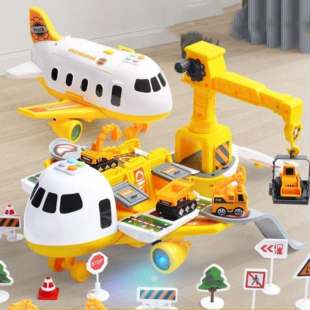 Colorful SkyQuest kids' playset with airplanes & various vehicles for endless adventure and creative fun.