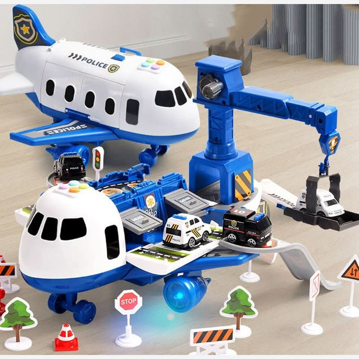 Complete SkyQuest airplane and vehicle playset, fostering creative, educational, and imaginative play for kids.