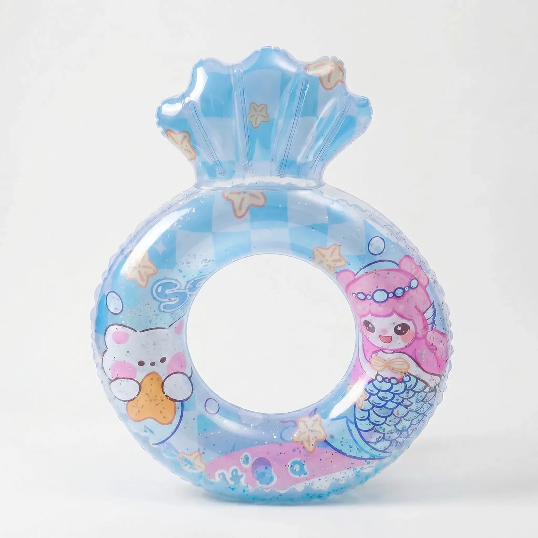 Enchanting mermaid glitter inflatable swim toy for children, adding magic to pool time.
