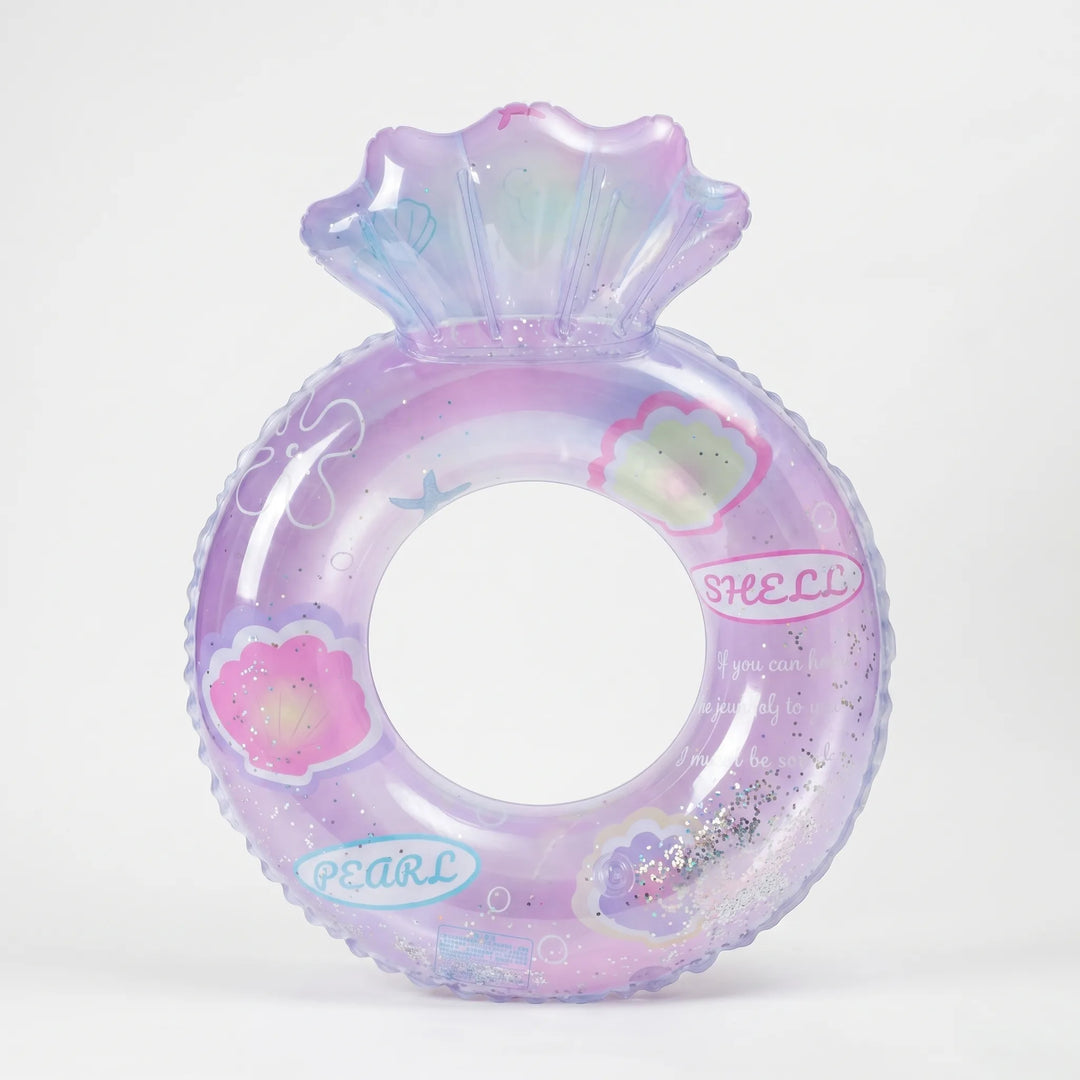 Vibrant kids' mermaid glitter pool float, a magical inflatable swim toy for endless water fun.