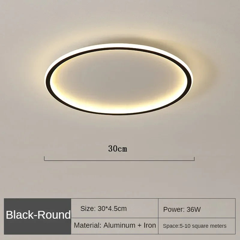 Lampada da soffitto LED moderna, rotonda, design scandinavo, illumina uniformemente senza riflessi, perfetta per interni.