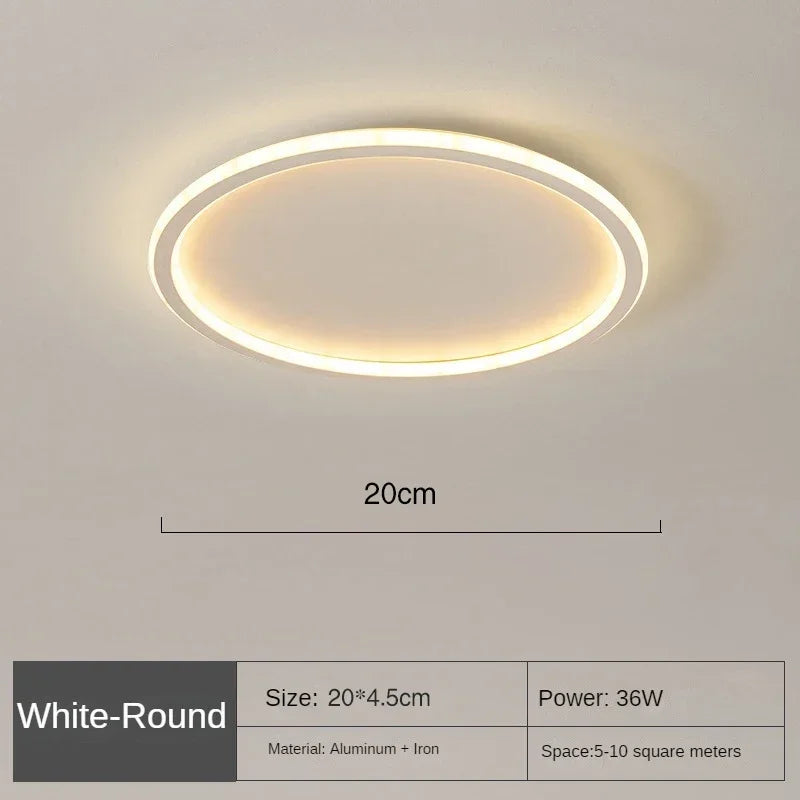 Lampada da soffitto LED moderna, rotonda, design scandinavo, illumina uniformemente senza riflessi, perfetta per interni.