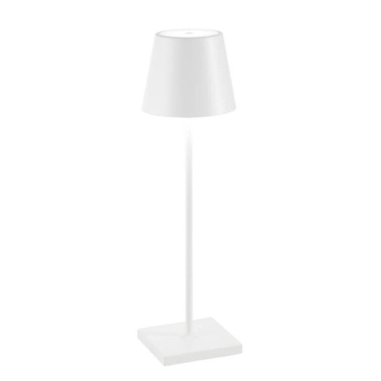 "Lampada da tavolo LED impermeabile con controllo Alexa, design minimalista wireless, luce a 360°, alluminio elegante."