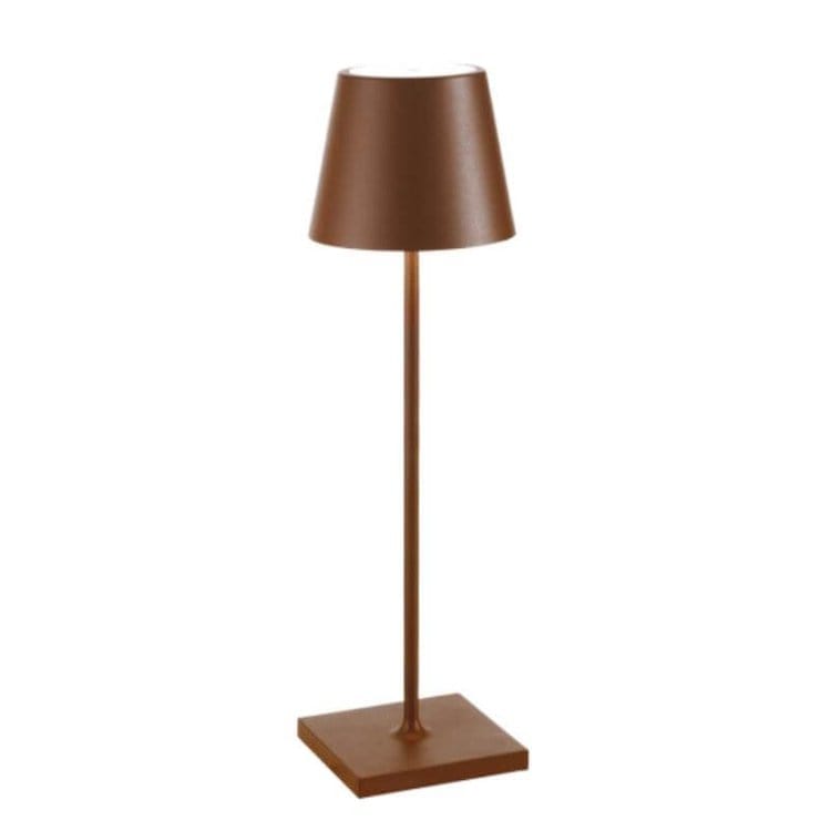 "Lampada da tavolo LED impermeabile con controllo Alexa, design minimalista wireless, luce a 360°, alluminio elegante."