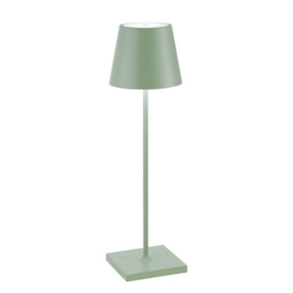 "Lampada da tavolo LED impermeabile con controllo Alexa, design minimalista wireless, luce a 360°, alluminio elegante."