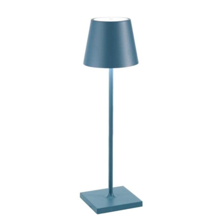 "Lampada da tavolo LED impermeabile con controllo Alexa, design minimalista wireless, luce a 360°, alluminio elegante."