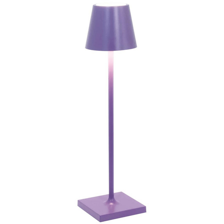 "Lampada da tavolo LED impermeabile con controllo Alexa, design minimalista wireless, luce a 360°, alluminio elegante."