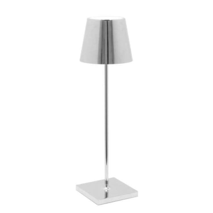 "Lampada da tavolo LED impermeabile con controllo Alexa, design minimalista wireless, luce a 360°, alluminio elegante."