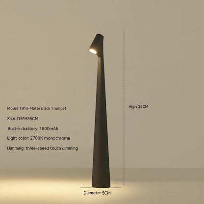 "Lampada da tavolo moderna ricaricabile, struttura snella in metallo, luce LED regolabile, colori: nero, marrone, grigio, ros