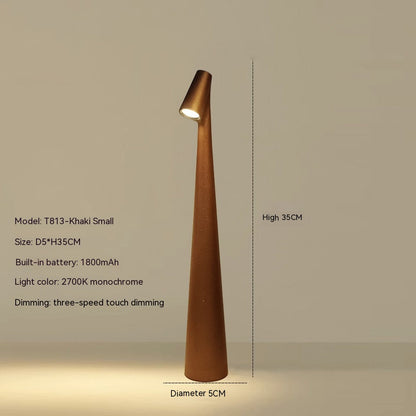 "Lampada da tavolo moderna ricaricabile, struttura snella in metallo, luce LED regolabile, colori: nero, marrone, grigio, ros