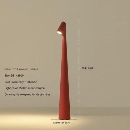 "Lampada da tavolo moderna ricaricabile, struttura snella in metallo, luce LED regolabile, colori: nero, marrone, grigio, ros