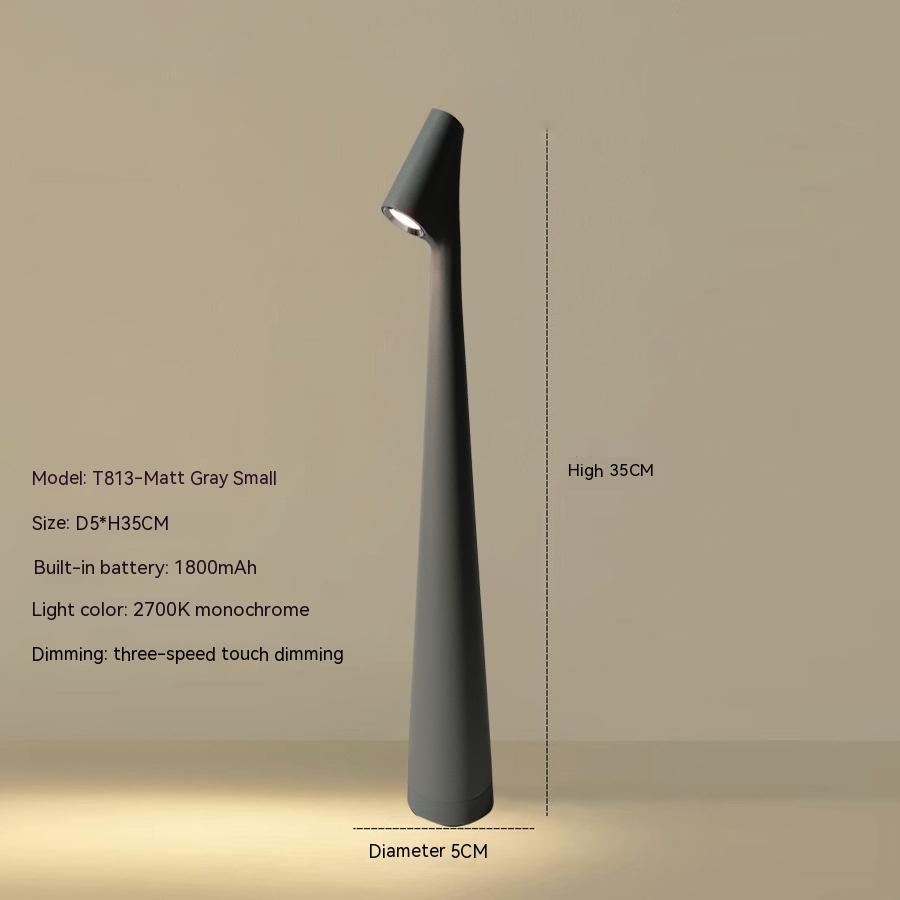 "Lampada da tavolo moderna ricaricabile, struttura snella in metallo, luce LED regolabile, colori: nero, marrone, grigio, ros