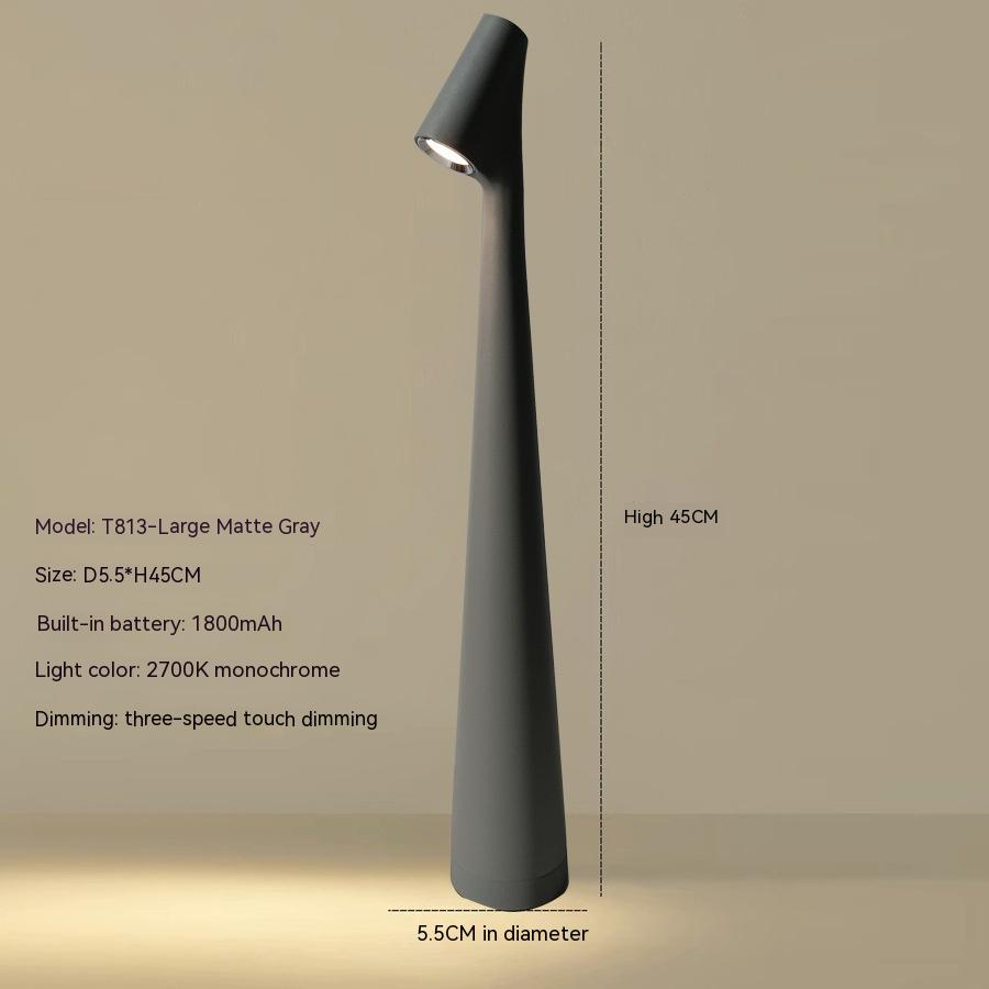 "Lampada da tavolo moderna ricaricabile, struttura snella in metallo, luce LED regolabile, colori: nero, marrone, grigio, ros