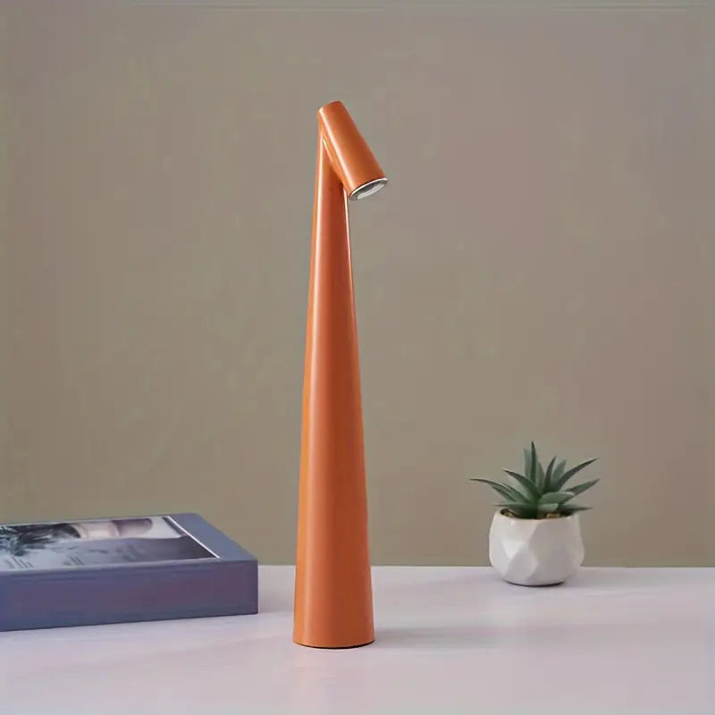 "Lampada da tavolo moderna ricaricabile, struttura snella in metallo, luce LED regolabile, colori: nero, marrone, grigio, ros