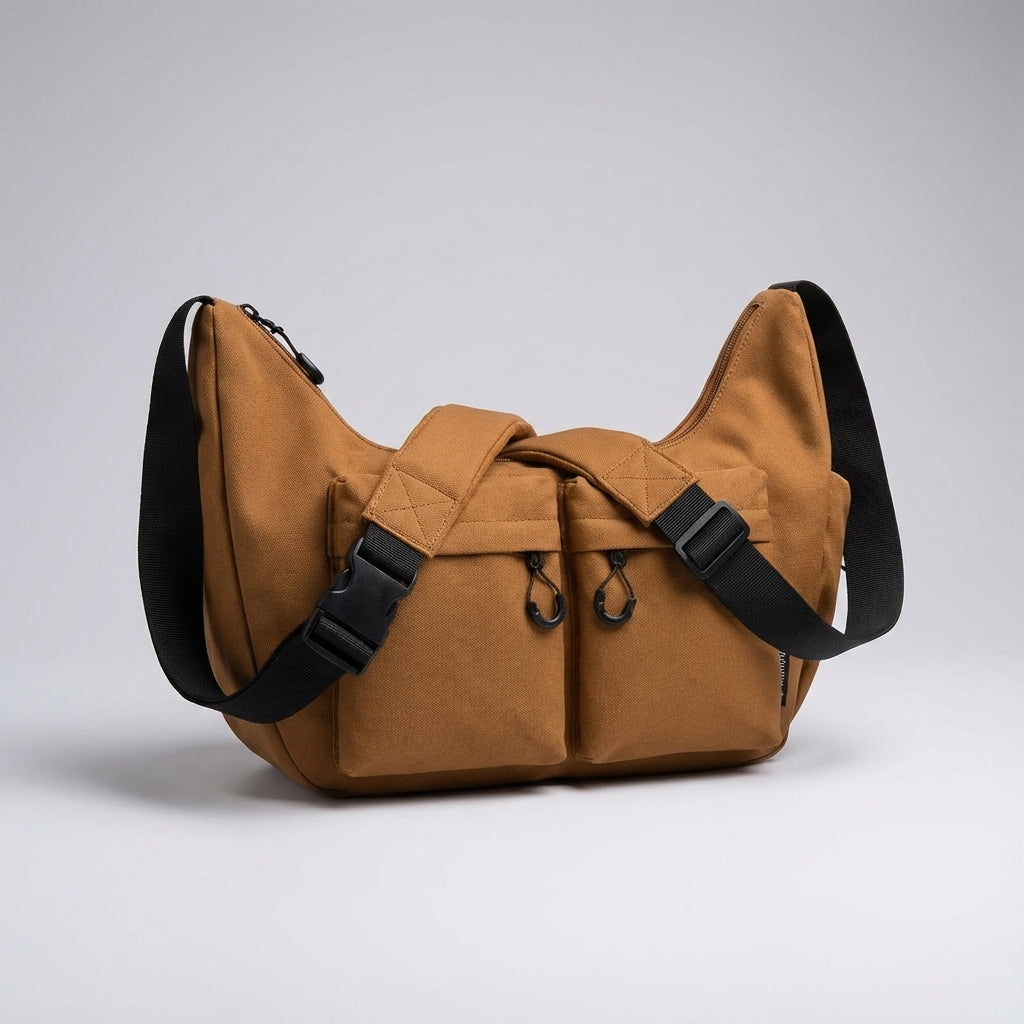 Unisex large canvas travel bag, spacious multi-pocket design for organized everyday carry & adventures.