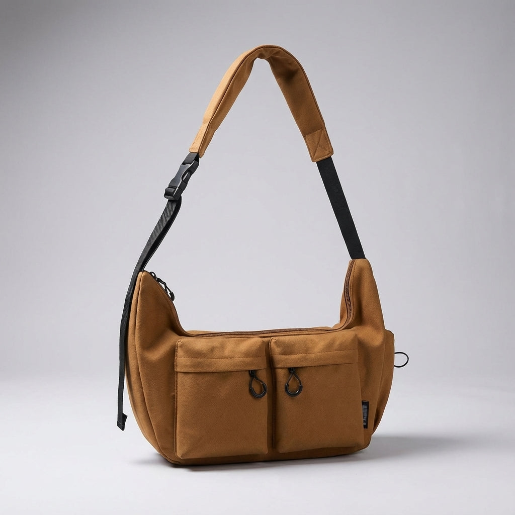 Rugged canvas crossbody bag, large capacity for everyday essentials. Unisex messenger style, ideal for travel.