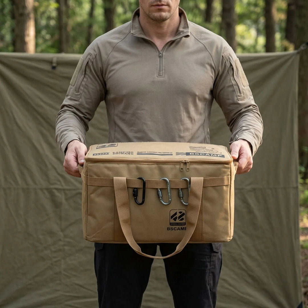 Large capacity camping gear storage bag, perfect for outdoor travel & organization.