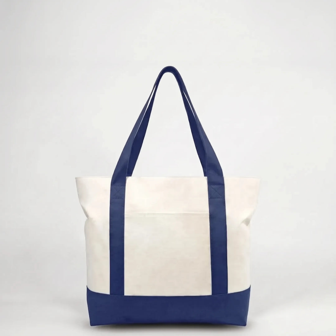 Stylish unisex large tote with secure zipper, excellent for daily errands & travel.