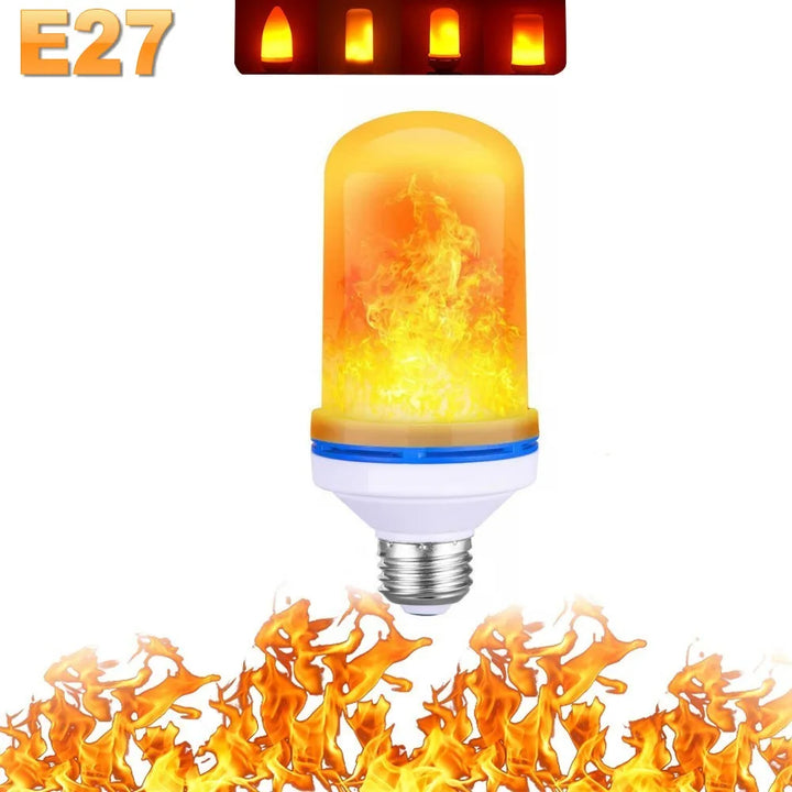 Cozy LED flame bulb, dynamic flicker effect for a relaxing home environment.