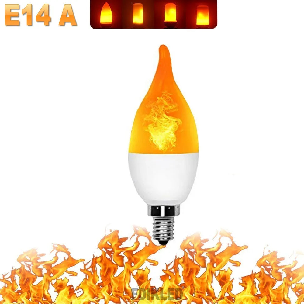 Modern LED flame light bulb, adds a unique and warm glow to any space.