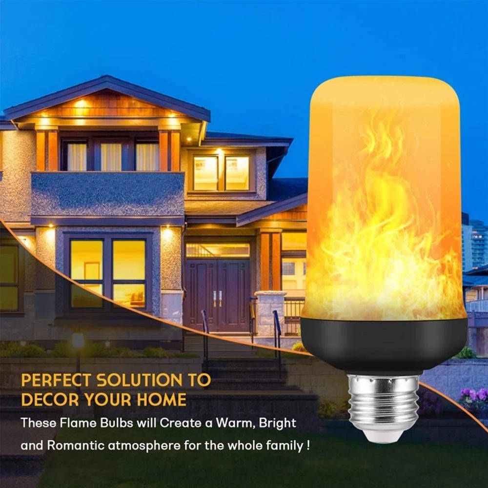 Flickering LED flame lamp, brings a cozy fire glow to your home lighting.