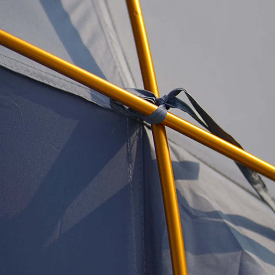 Spacious interior view of a 2-person lightweight backpacking tent, comfy camping shelter.
