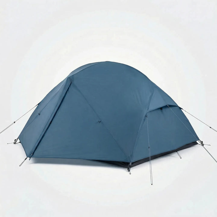 2-person lightweight dome tent pitched in a scenic mountain campsite, ideal for backpacking & 3-season hiking.