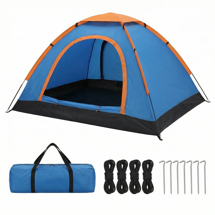 Spacious 3-4 person lightweight dome tent for family camping. Durable outdoor shelter, perfect for backpacking and travel.