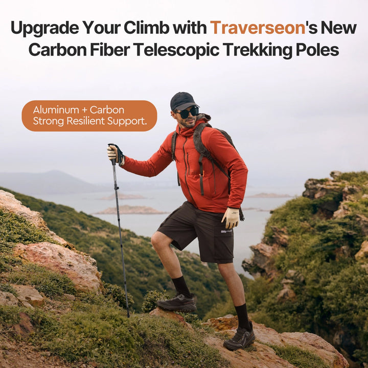 Unisex carbon fiber trekking pole for diverse trails & hiking gear needs.