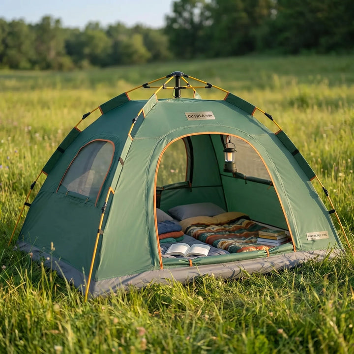 Lightweight instant pop-up tent for quick camping & outdoor adventures. Effortless setup, portable waterproof shelter.