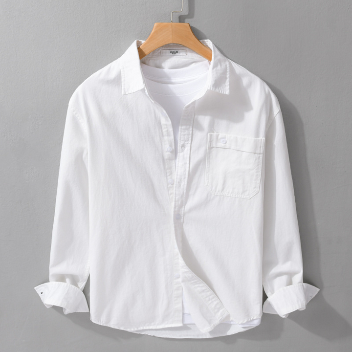 Stylish men's casual button-up shirt. Ideal lightweight long sleeve for summer, office, or relaxed weekend comfort.