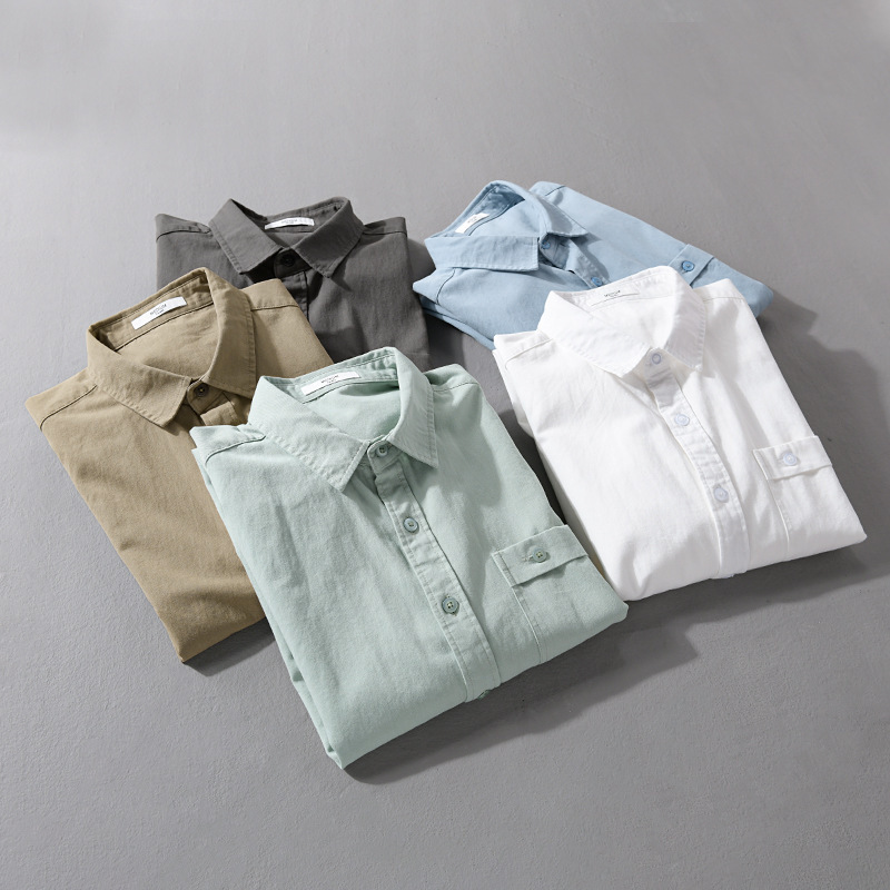 Comfortable men's long sleeve button-up. Lightweight casual shirt for everyday wear, summer, office, or weekends.