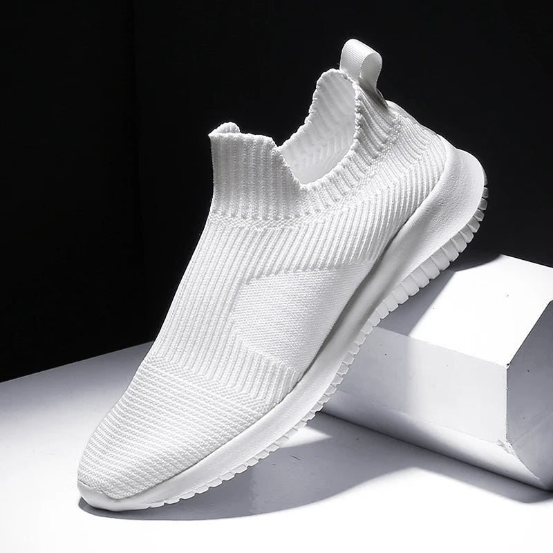 Slip-on men's knit sneakers offering ultimate comfort for walking, gym workouts, or casual everyday wear.